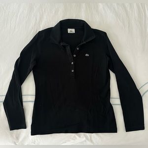 Lacoste, black long-sleeve polo (cotton), size 42 (Large)